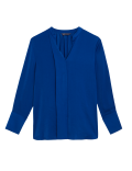 Satin V-Neck Long Sleeve Popover Blouse