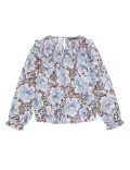 Floral Round Neck Shirred Blouse
