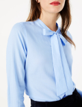 Pure Cotton Tie Neck Shirt