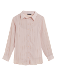 Sheer Studded Collared Long Sleeve Shirt