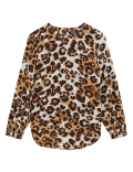 Animal Print Round Neck Long Sleeve Top