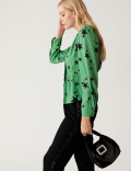 Star Print V-Neck Blouse