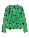 Star Print V-Neck Blouse