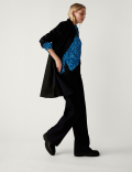 Printed V-Neck Oversized Popover Blouse