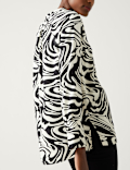 Printed V-Neck Oversized Popover Blouse