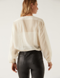 Sparkly Polka Dot V-Neck Tie Front Blouse
