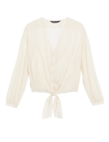 Sparkly Polka Dot V-Neck Tie Front Blouse