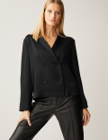 Satin Collared V-Neck Button Detail Blouse