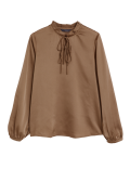 Tie Neck Blouson Sleeve Blouse
