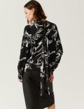 Printed Tie Neck Long Sleeve Blouse