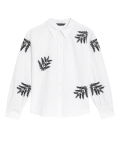 Linen Rich Embroidered Collared Shirt