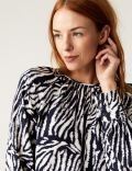 Animal Print Round Neck Top