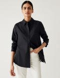 Pure Cotton Broderie Collared Shirt