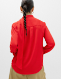 Draped Scarf Neck Button Through Shirt