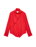 Draped Scarf Neck Button Through Shirt