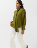 Sheer Tie Neck Bow Blouse