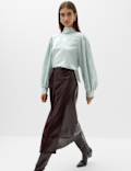 Jacquard High Neck Blouse
