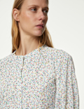 Pure Cotton Floral Puff Sleeve Blouse