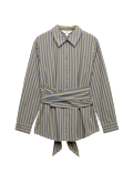 Pure Cotton Striped Tie Waisted Shirt