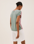 Animal Print Slash Neck Relaxed Top