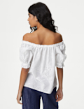 Pure Cotton Broderie Square Neck Top