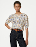 Modal Blend Printed Puff Sleeve Blouse