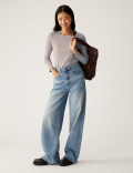 Jersey Ribbed Slash Neck Regular Fit Top