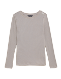 Jersey Ribbed Slash Neck Regular Fit Top