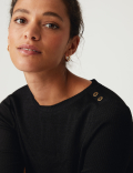 Jersey Ribbed Slash Neck Regular Fit Top