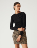 Jersey Ribbed Slash Neck Regular Fit Top