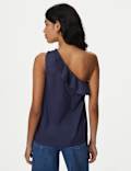 Pure Cotton One Shoulder Frill Detail Blouse