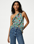 Pure Cotton Frill Detail One Shoulder Top