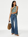 Pure Cotton Frill Detail One Shoulder Top