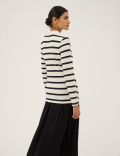 Striped Ribbed Collared Fitted Top