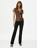 Animal Print V-Neck Top