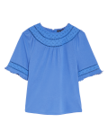 Regular Fit Lace Insert Short Sleeve Top