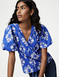 Pure Cotton Printed V-Neck Blouse