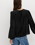 Studded Blouson Sleeve Blouse