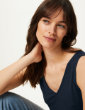 Textured V-Neck Relaxed Fit Vest Top