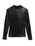 Sequin Regular Fit High Neck Top
