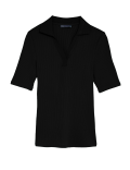 Ribbed Collared Regular Fit Half Sleeve Top