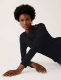 Ribbed Slash Neck Fitted Top
