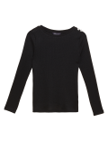 Ribbed Slash Neck Fitted Top