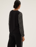 Jersey Geometric Round Neck Regular Fit Top