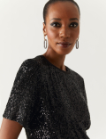 Sequin Round Neck Regular Fit Top