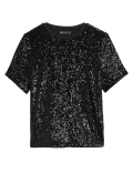 Sequin Round Neck Regular Fit Top
