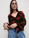 Floral V-Neck Blouse