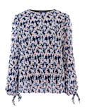Plisse Floral Long Sleeve Top