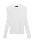 Jersey Crew Neck Puff Sleeve Top