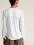 Jersey Tie Neck Relaxed Long Sleeve Top